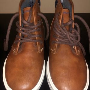 NAUTICA Mens Brown Leather Breakwater Sneakers Casual Lace